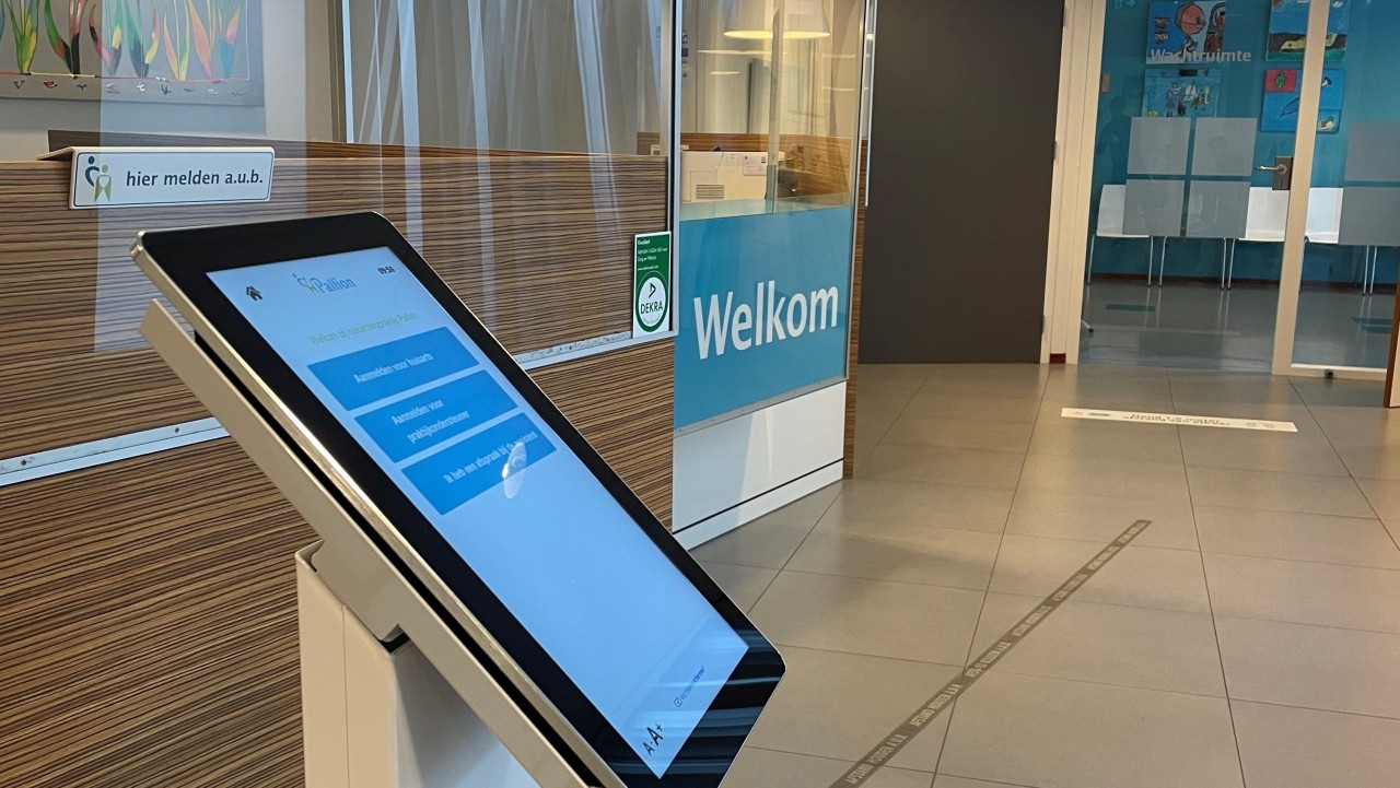 Registration kiosk at reception